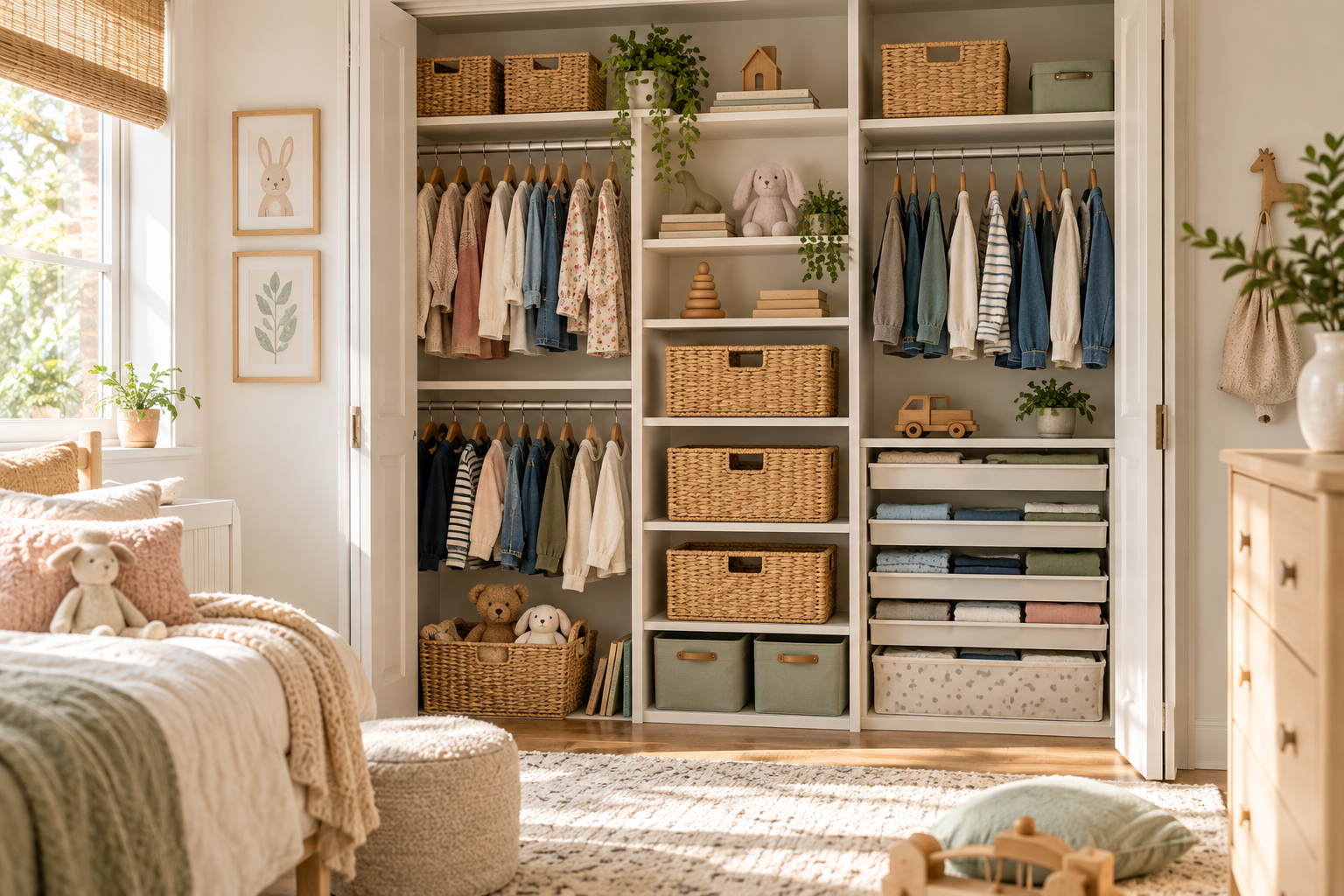 Flexible organized child’s closet
